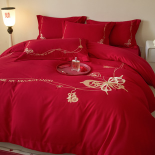 2025 New Simple High Weight Skin Cotton Sanding Wedding Four-piece Set