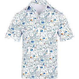 男士高尔夫球衫印花趣味十足男式速干Polo衫吸湿排汗短袖男装工厂