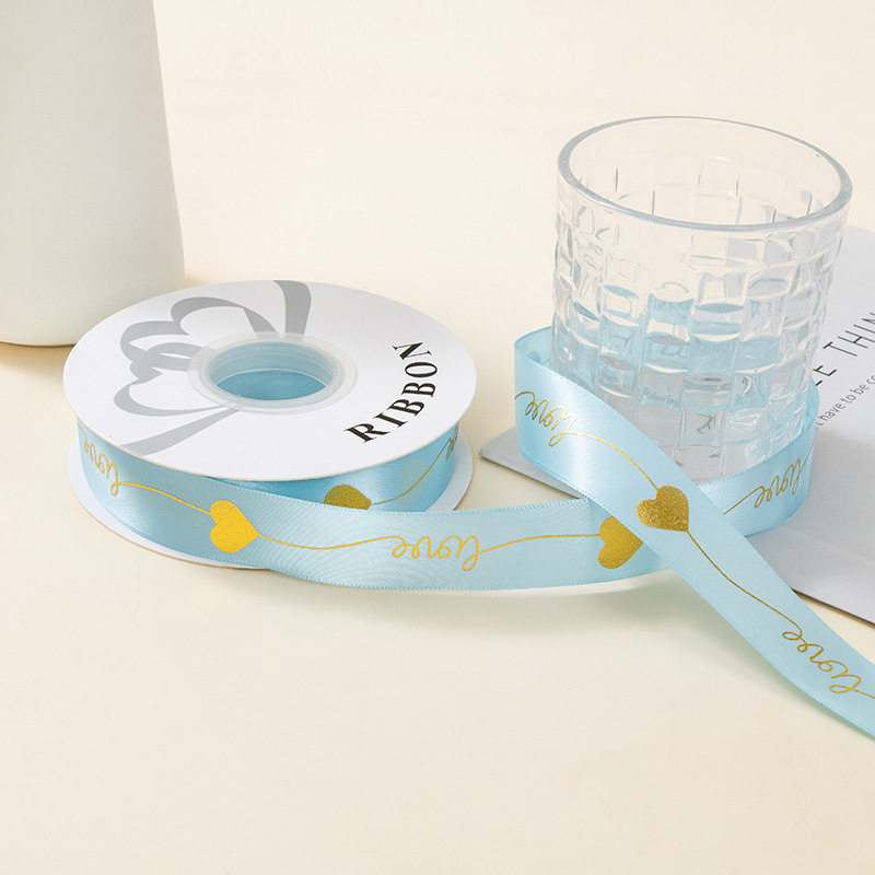 Estampado de oro amor cinta cinta de seda regalo embalaje regalo colorido pastel decoración cinta accesorios cinta de arco