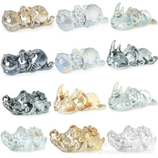 Modern cartoon champagne AB color simulation animal crystal tea pet hand-made children's gift big mouth hippo crocodile ornaments