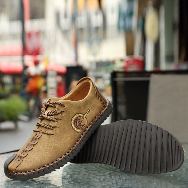 Трансграничная внешняя торговля фабрика оптовой большой размер ручной шитой кожаной обуви бизнес-досуг римская мода остроконечная обувь челси