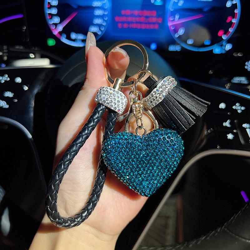 Cuerdas de trenzado creativas bordilla barro cerámica amor llavero personalidad llavero de automóvil de moda bolsos colgantes