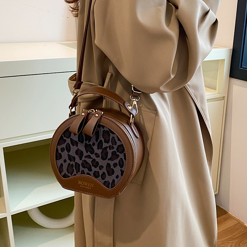 Women's 2024 popular niche fashion plaid crossbody texture handheld small round bag_voghion.com