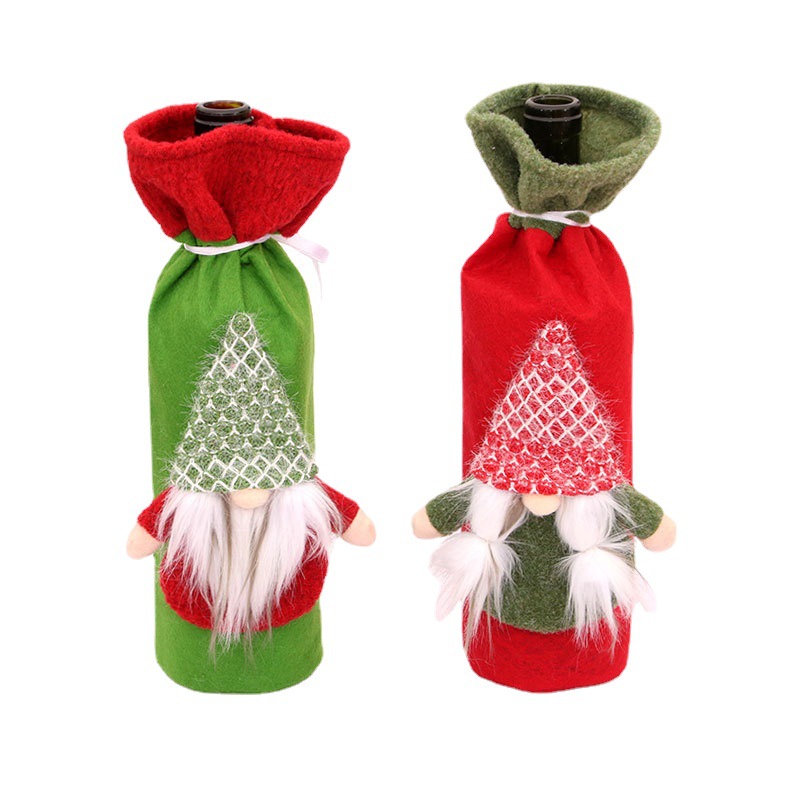 Transfronterizo nueva cubierta de vino de Navidad cubierta de la botella de vino suministros de decoración de mesa en casa bosque profundo Santa Claus
