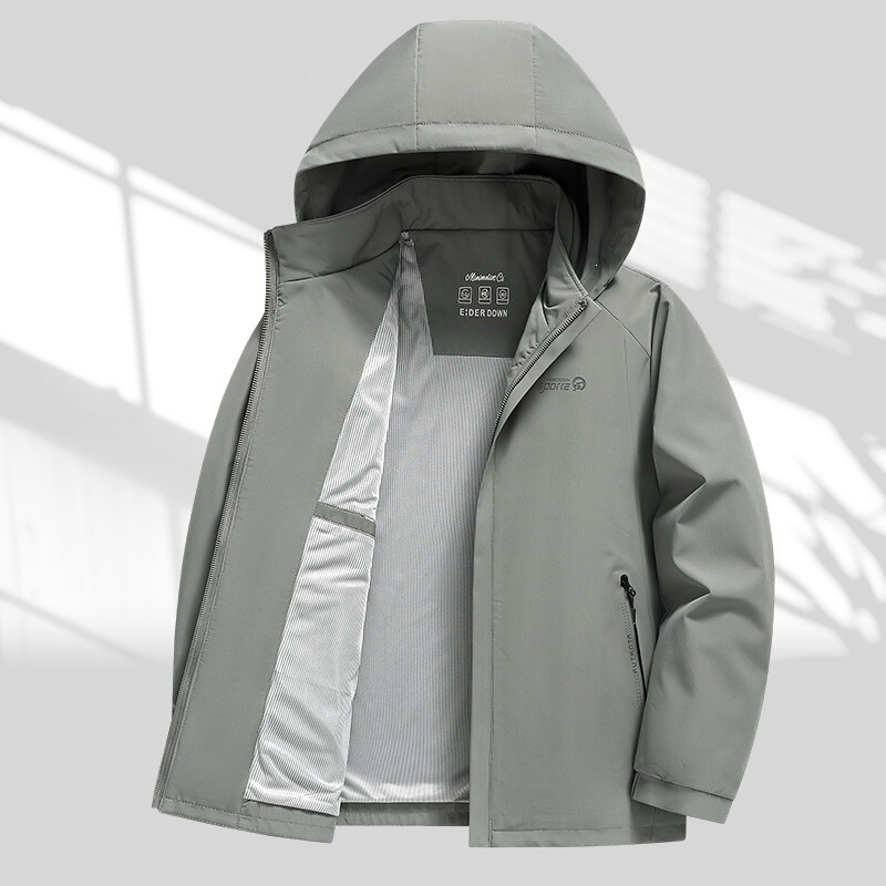 Trendy spring and autumn jacket for middle-aged men, 2026 new style, with a detachable hood, casual and versatile, solid color Trendy spring and autumn jacket for middle-aged men, 2026 new style, with a detachable hood, casual and versatile, solid color