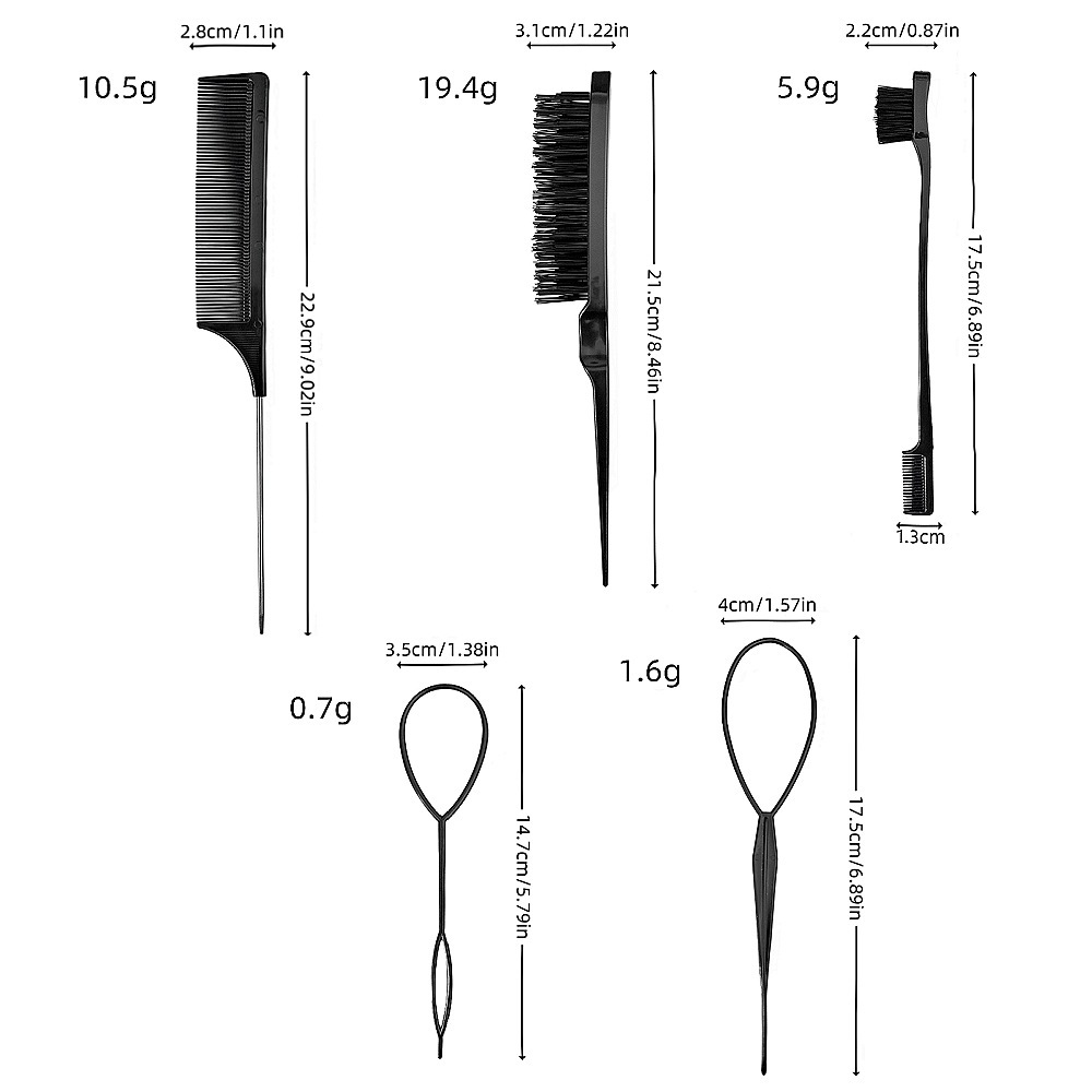 Juego de Peines para Peinado y Peluquería de Plástico image 3