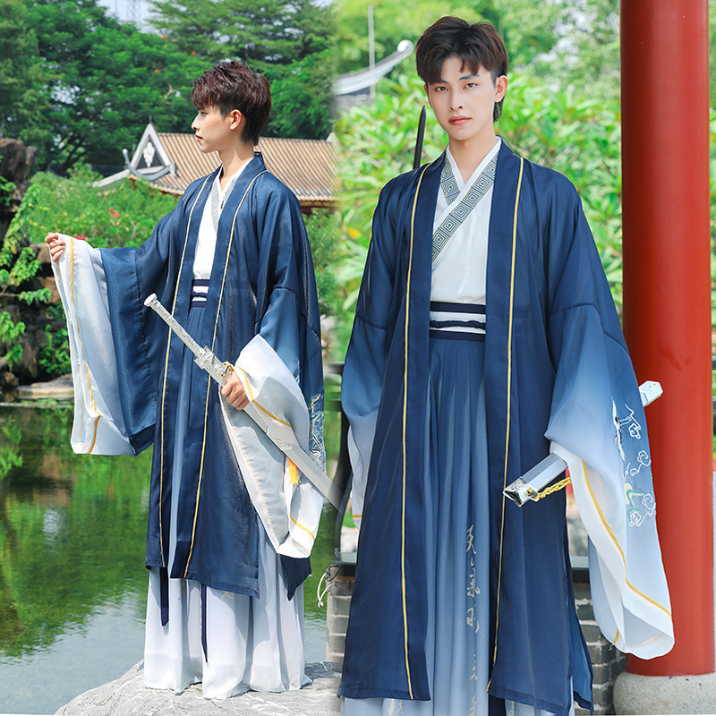 Wei and Jin Dynasty Large-Sleeved Ancient Style Han Dynasty Chinese Style Male and Female Couple Ancient Costume Heavy Embroider Fairy Ancient Style Suit Men's Summer Wei and Jin Dynasty Large-Sleeved Ancient Style Han Dynasty Chinese Style Male and Female Couple Ancient Costume Heavy Embroider Fairy Ancient Style Suit Men's Summer