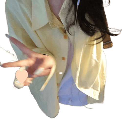 Spring 2025 Japanese-style sweet cream yellow women's student loose matchable slimming top for outerwear