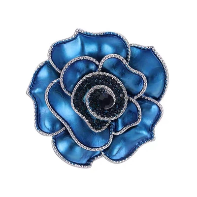Enamel Blue Rose Brooch, Light Luxury and High-End Feel, Brooch Pin, Clothing Accessories, Clothing Accessories, Jewelry for Men and Women (Yaxa sancaqları) - x-182-blue-rose