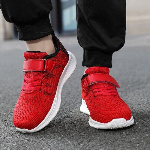 Knit sport shoes for children, suitable for spring and autumn, lightweight, for middle and large children, girls' casual running shoes