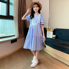 兒童連衣裙夏裝女童公主裙女孩薄款夏裝中大童洋氣寶寶短袖裙子潮