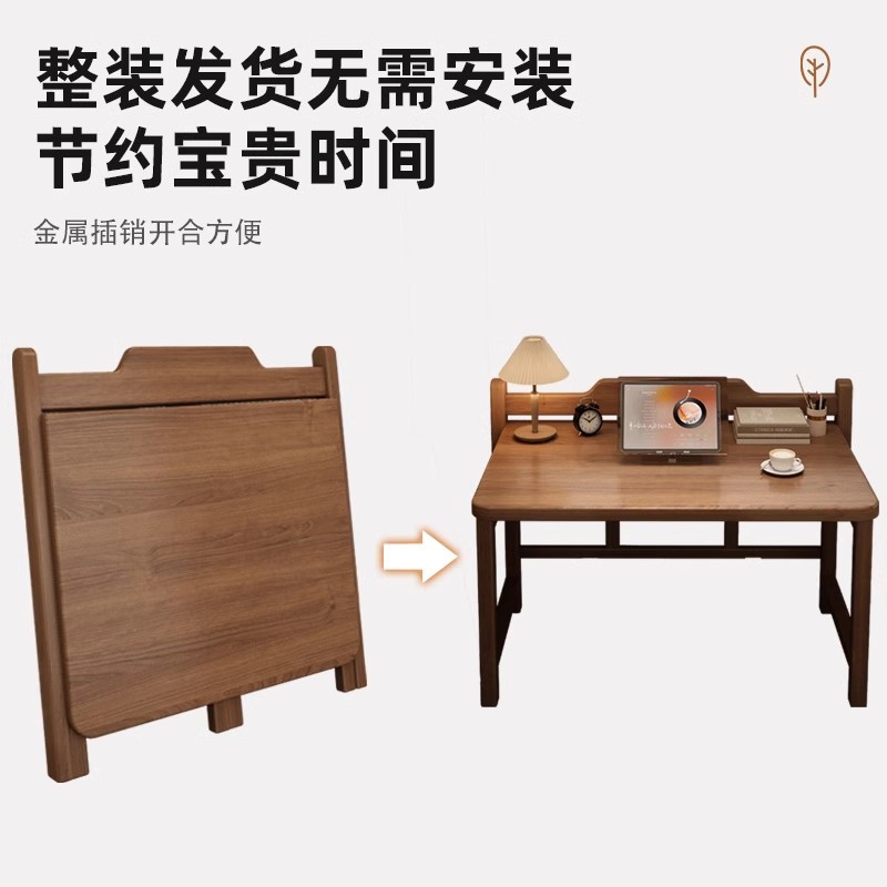 Escritorio plegable de madera sólida, escritorio de computadora doméstica, dormitorio pequeño, escritorio de estudio, escritorio de oficina simple