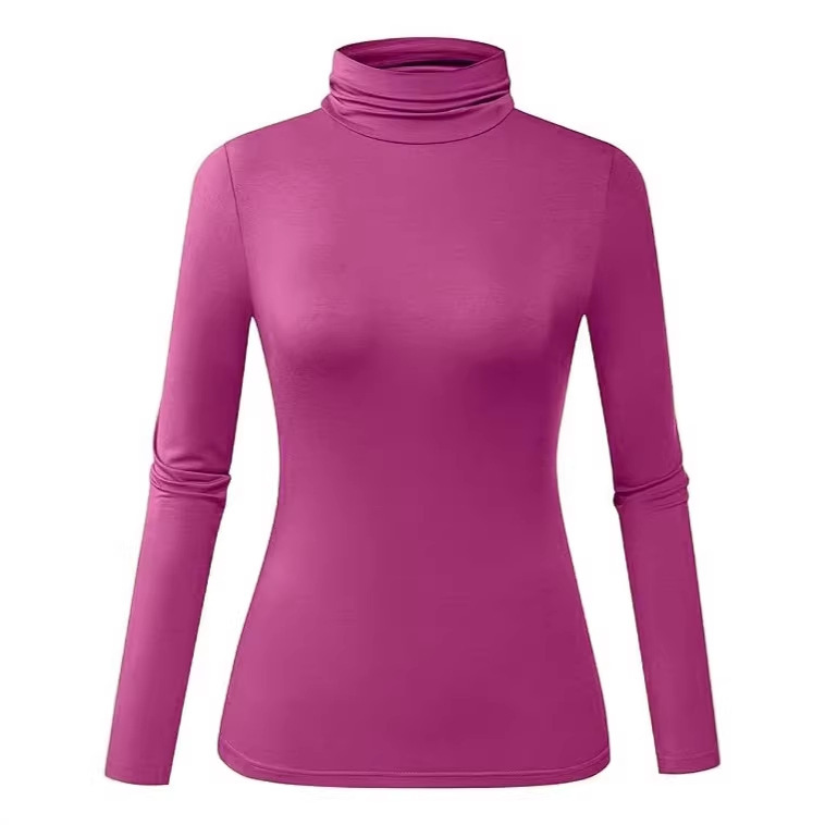 Solid Color Oversized High-Neck Layered Turtleneck Long-Sleeve T-Shirt Base Shirt for Women, Slim-Fit Top for Aliexpress and Amazon Cross-Border Sales Solid Color Oversized High-Neck Layered Turtleneck Long-Sleeve T-Shirt Base Shirt for Women, Slim-Fit Top for Aliexpress and Amazon Cross-Border Sales
