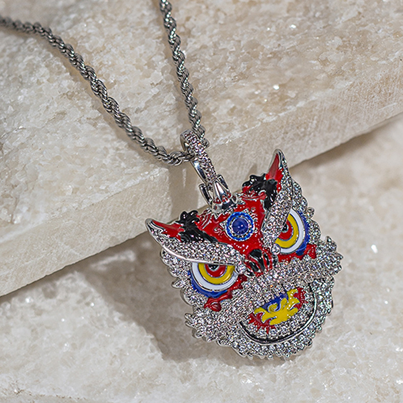 Copper inlaid zirconium pendant + claw chain (60cm)