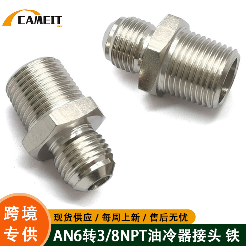 Conector recto de hierro roscado AN6-3/8NPT para piezas de coche modificadas, adaptador de bomba de combustible y enfriador de aceite, tubo de aceite