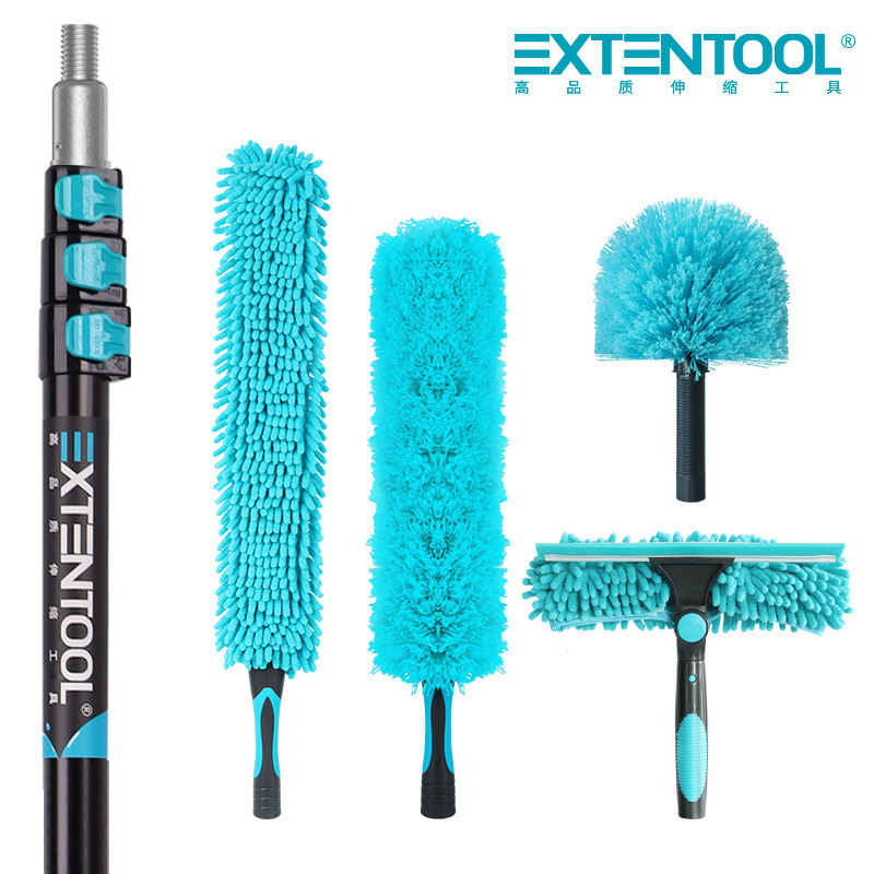 Cross-border aluminum alloy telescopic rod feather duster combination suit series ceiling cleaning and dust removal tool