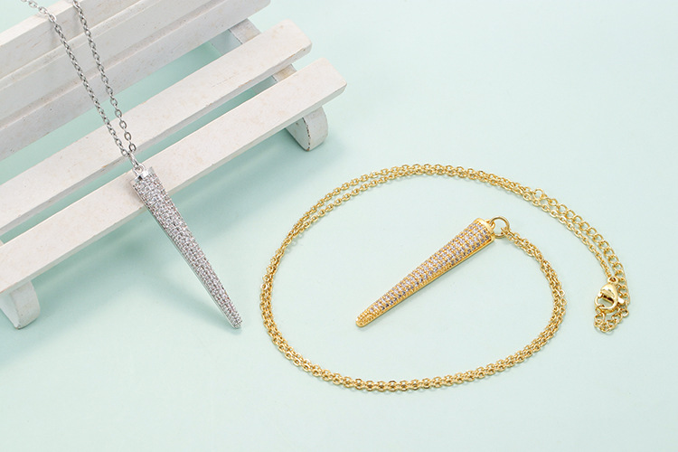 Wedding, Travel Occasion Simple Fashion Long Pendant Geometric Inlaid Zircon Copper Necklace