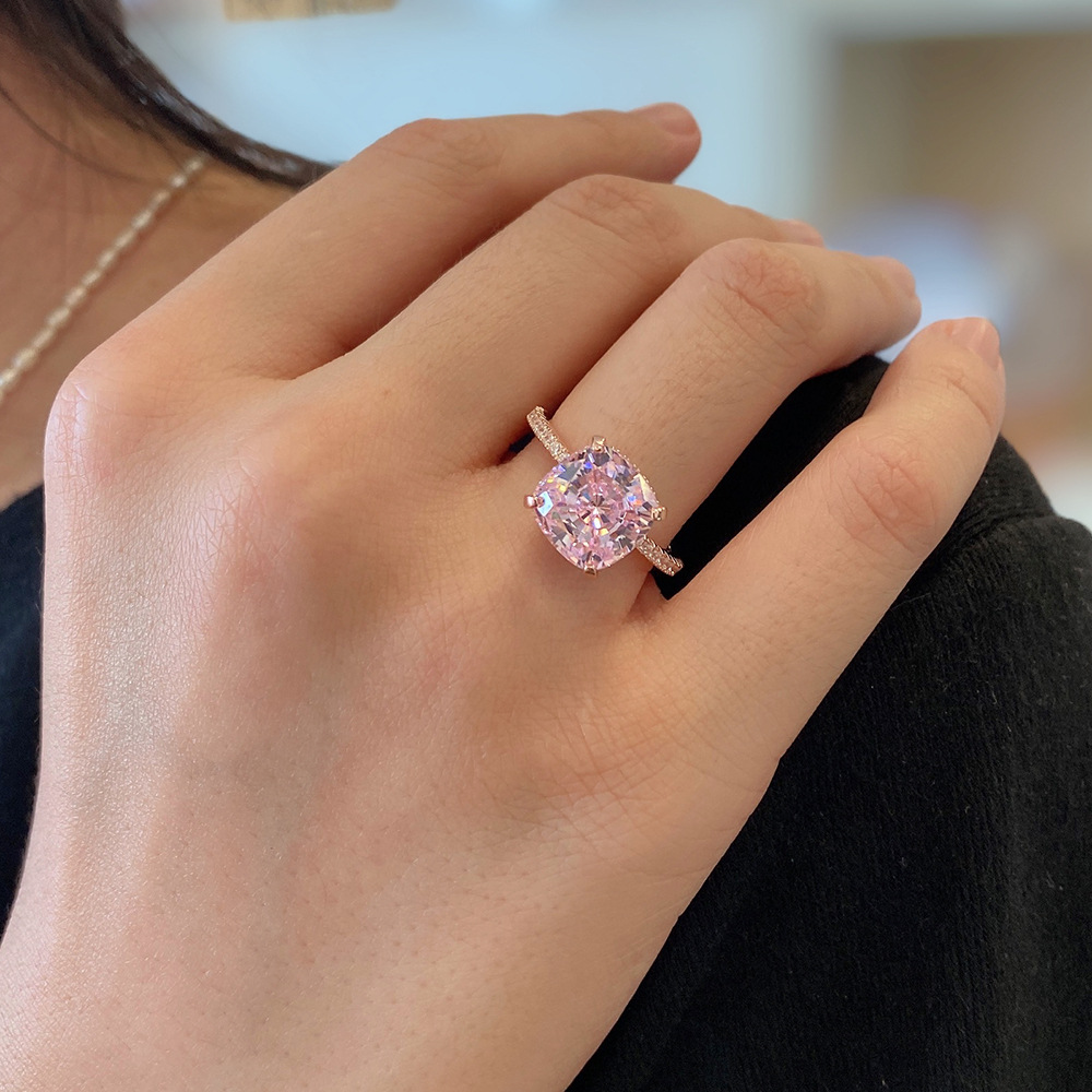 Fashion Square Silver Plating Inlay Rhinestones Rings 1 Piece