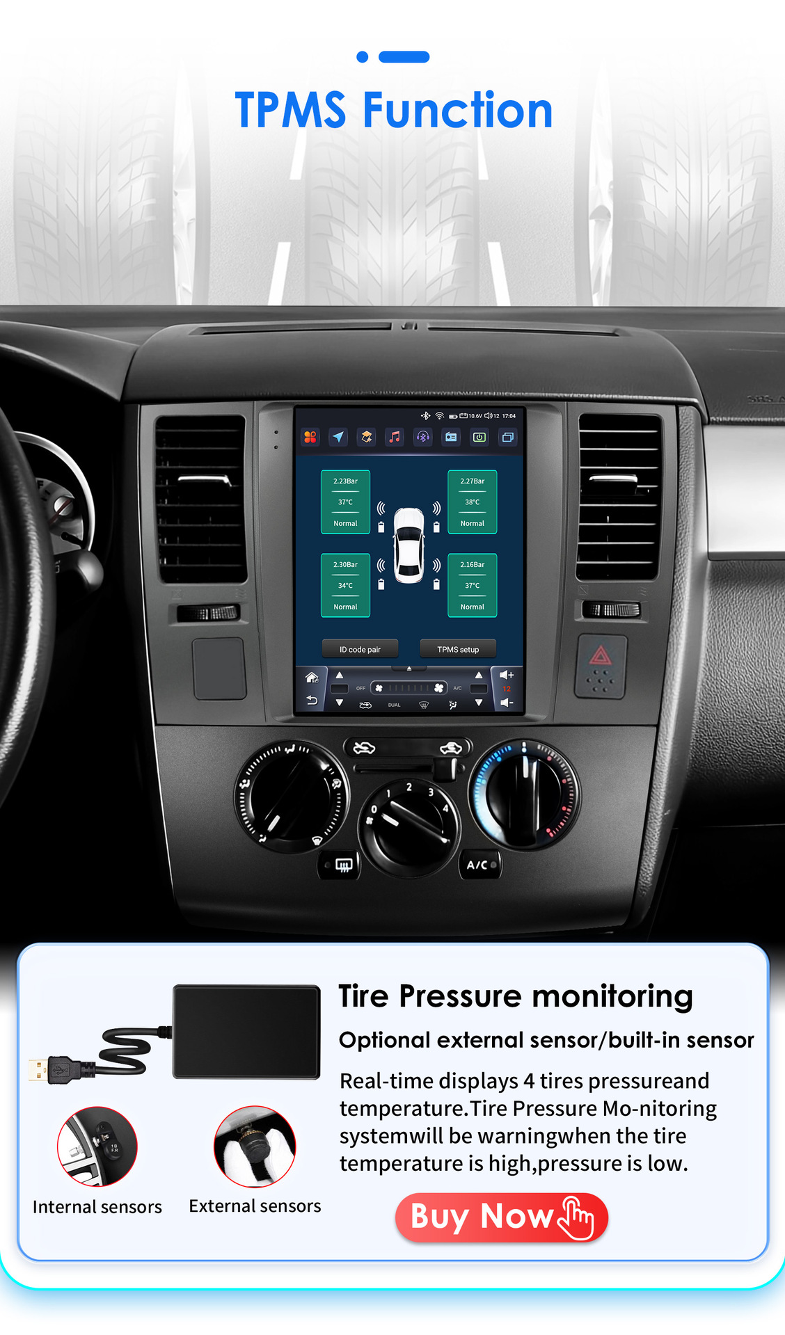 9.7inch Suitable for 04-13 Nissan Tiida C11 Android Car Central Control Vertical Screen Navigation Bluetooth Multimedia