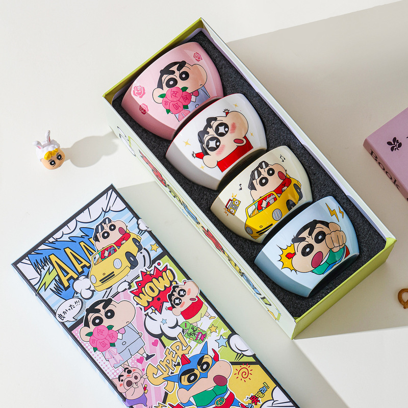 New Crayon Shin-Chan Ceramic Tableware Gift Box Set Rice Bowl Birthday Gift Housewarming Gift Manufacturer Wholesale