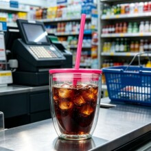 蛋壳直吸嘴杯双层透明塑料带吸管隔热防烫顺畅吸水杯子