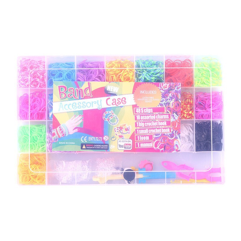 Rainbow Rubber Band Leather Ring Woven Bracelet Large 28 Grid Storage Box Rainbow Rubber Band Set Children's Educational Toys