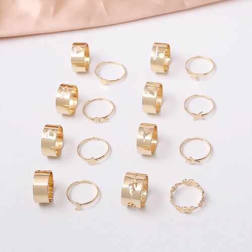 New open pair ring best-selling set 2-piece set creative personalized butterfly punk couple ring wholesale ring