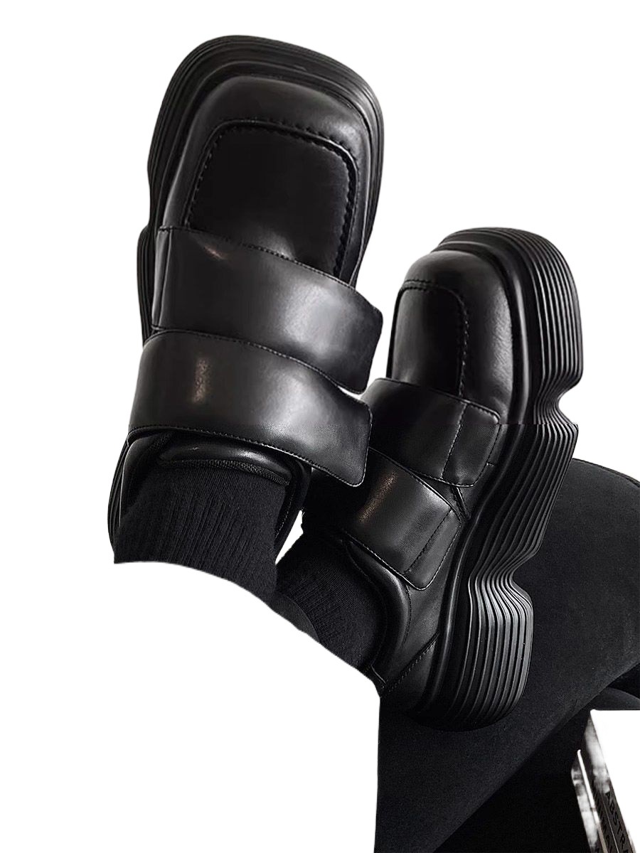 Chaussures de ville tendance ShoeVault pour hommes, style « moche-mignon », bout carré, style papa, collection 2025, Derby, en cuir décontracté, semelle épaisse, rehausseur de hauteur_voghion.com