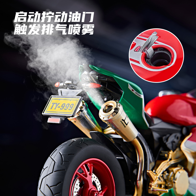 De gran tamaño 1:9 Ducati 1299 modelo de motocicleta de aleación en aerosol, encendido y encendido, juguetes para niños con agua