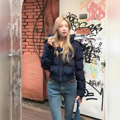2025冬季小棉袄羽绒棉服女新款韩系穿搭小个子大毛领短款棉衣外套