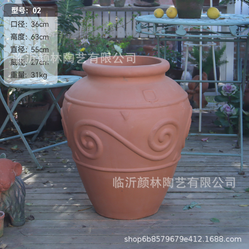 Grandes jardines al aire libre de terra terra terraza terraza de cerámica de barro rojo suelo de cerámica gruesa paisaje de cerámica roja gran maceta de plantas ventilada