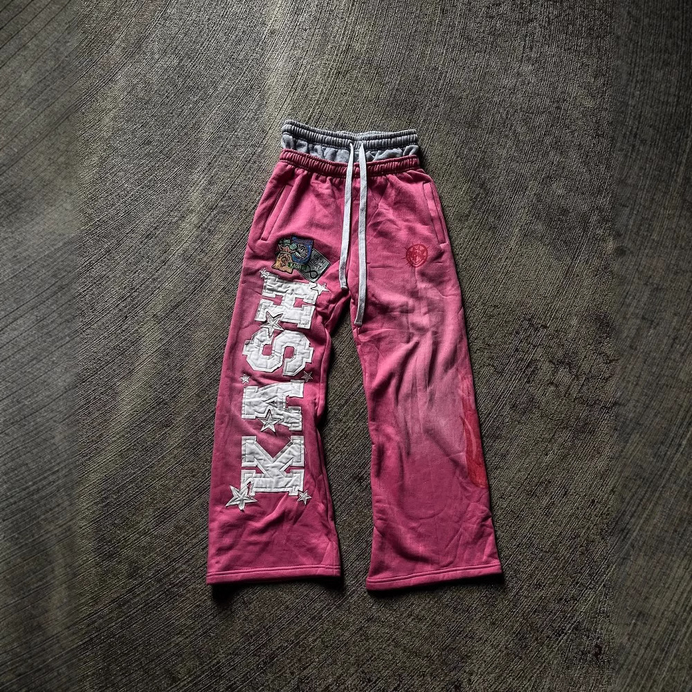 Cross-border Europa y América 2025 pantalones de moda de la calle alta marca de moda ins de la calle alta hombres y mujeres sueltos casuales rectos estampados estadounidenses