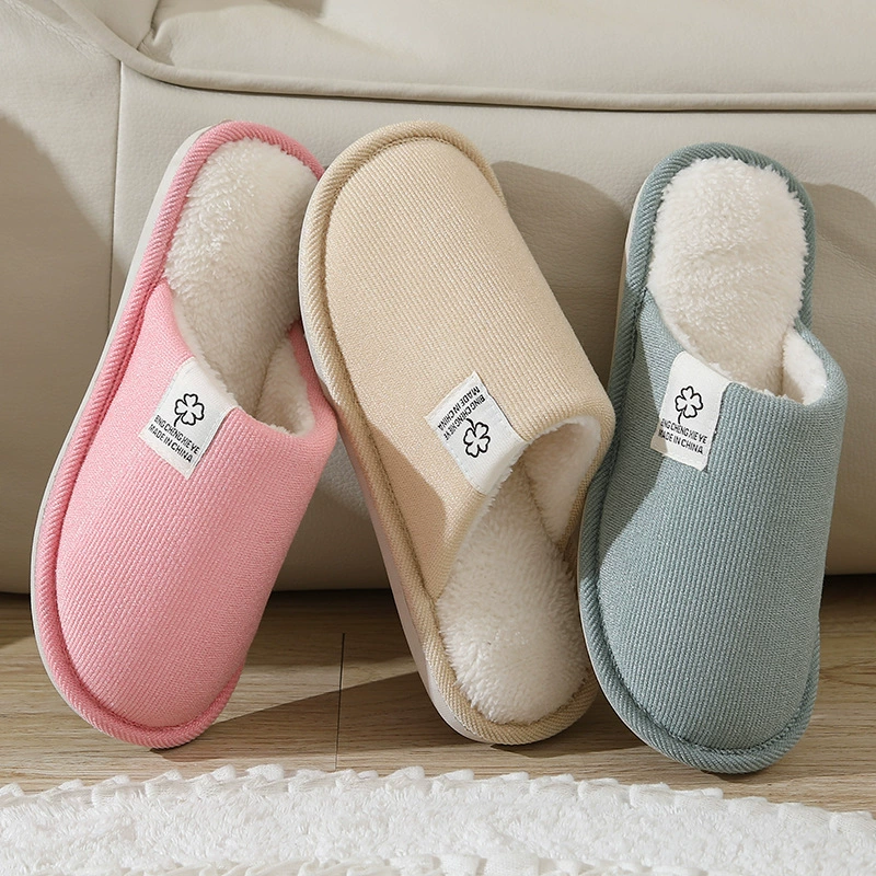 Хлопковые женские домашние тапочки, осень-зима 2023, новые домашние нескользящие послеродовые вельветовые хлопковые туфли на толстой подошве для мужчин, зима