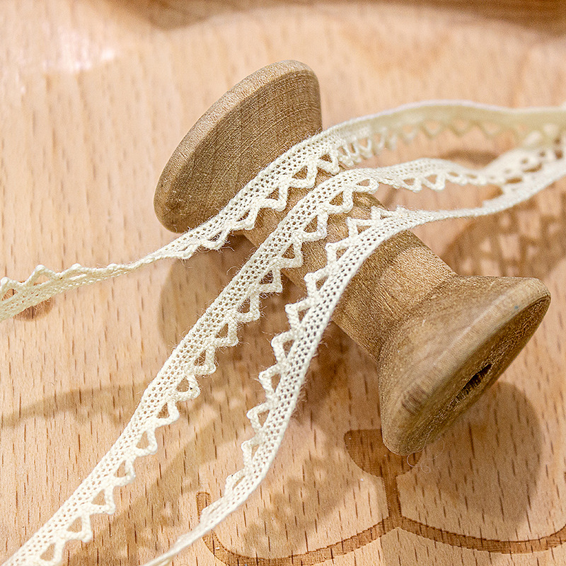 天缘レース花柄飾り材 幅0.6cm 小犬歯模様 金銀糸 人造綿糸 衣類装飾用生地