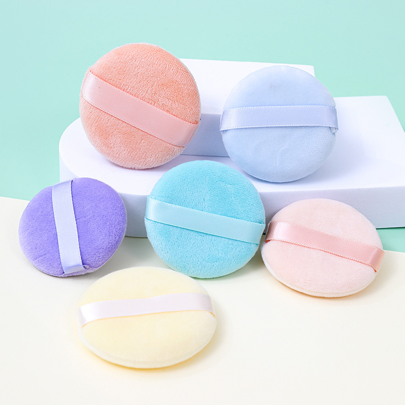 Esponja de flocado corta redonda transfronteriza, polvo suelto de felpa, esponja de terciopelo, algodón, herramientas de belleza, fábrica personalizada al por mayor