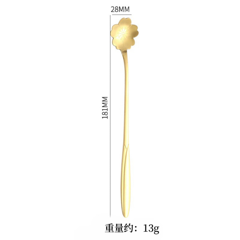 不锈钢樱花勺子长柄咖啡搅拌勺蛋糕甜品勺燕窝勺蜂蜜勺马克杯勺子|undefined