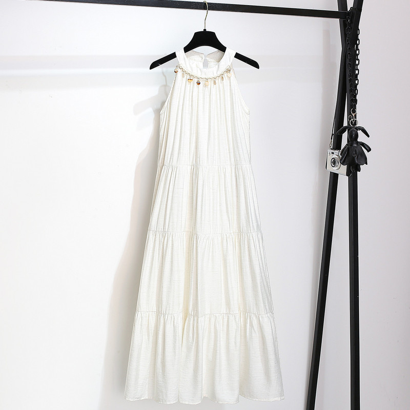 Southern French Resort Style White Sleeveless Halter Neck Dress Women's 2026 Summer New Off-Shoulder Strap Long Dress