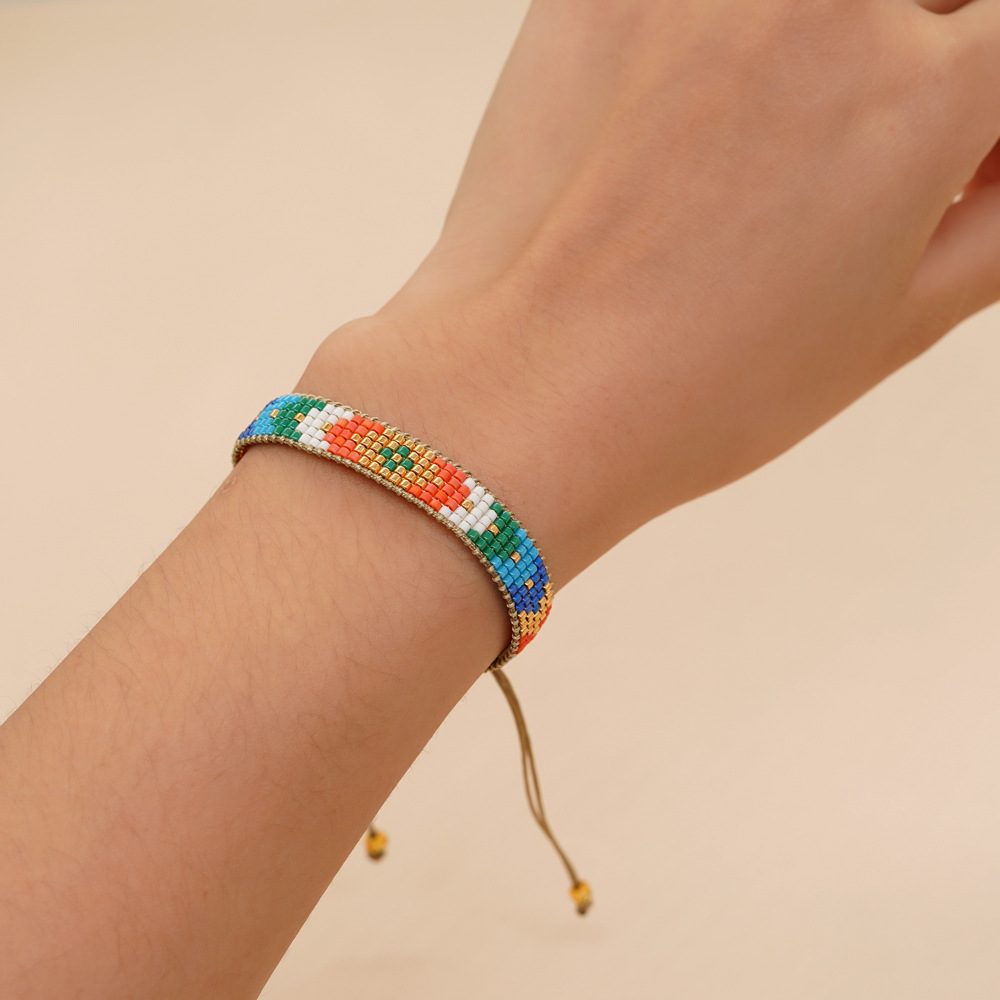 Seed Bead Material 1 Piece Bohemian Color Block Seed Bead Handmade Unisex Bracelets