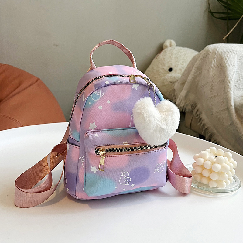 2023 nuevo impreso mochila bolsa de tela de nylon ligero mini bolsa de viaje al aire libre de las mujeres de moda estudiante mochila