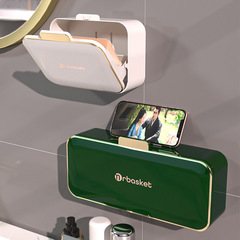 肥皂盒免打孔壁掛式瀝水家用帶蓋衛生間高檔翻蓋雙格放香皂置物架