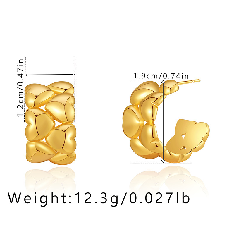 Retro Heart Shape Copper Plating Ear Studs 1 Pair