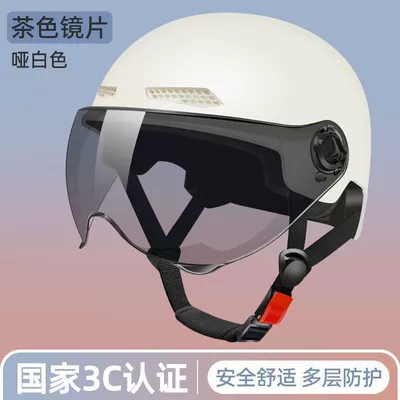 Vehicle Helmet for Women, Universal for: Motosiklet kaskı (dəbilqə) - 3c-matte-white-support-detection-anti-ddos-brown-short-mirror