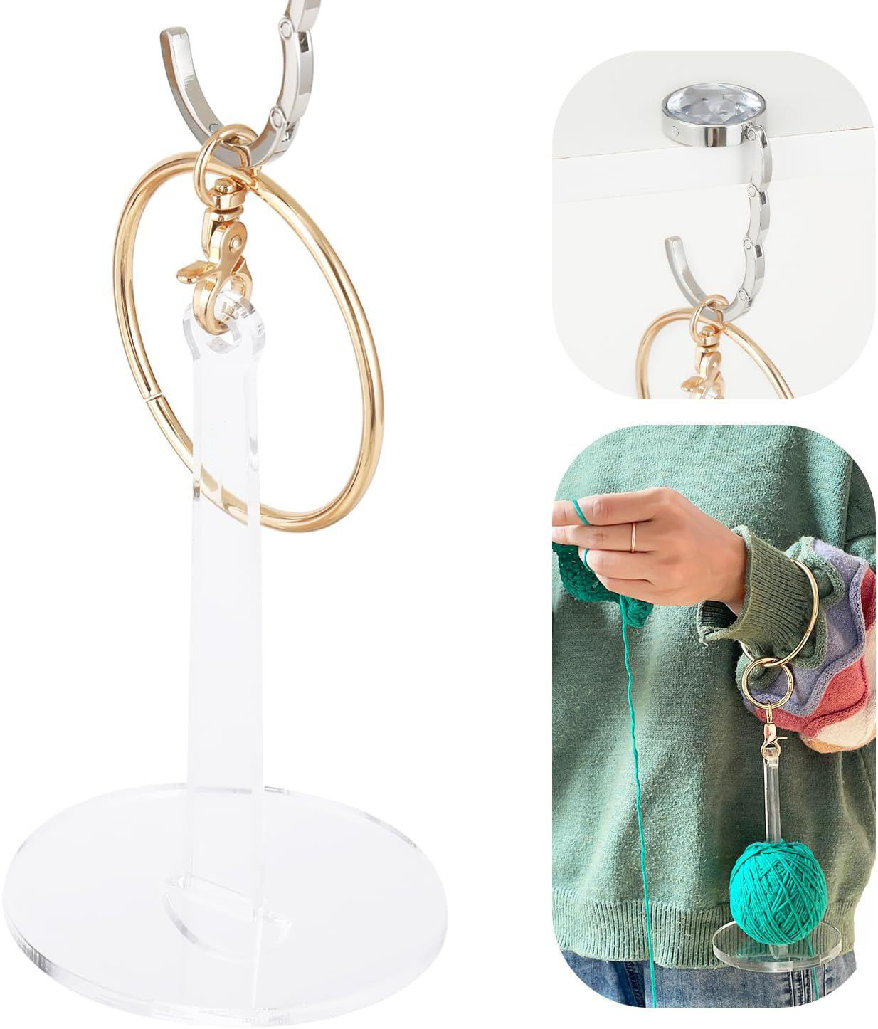 Nuevo producto transfronterizo Soporte de hilo de muñeca portátil de acrílico Soporte de tejido de hilo Soporte portátil de lana