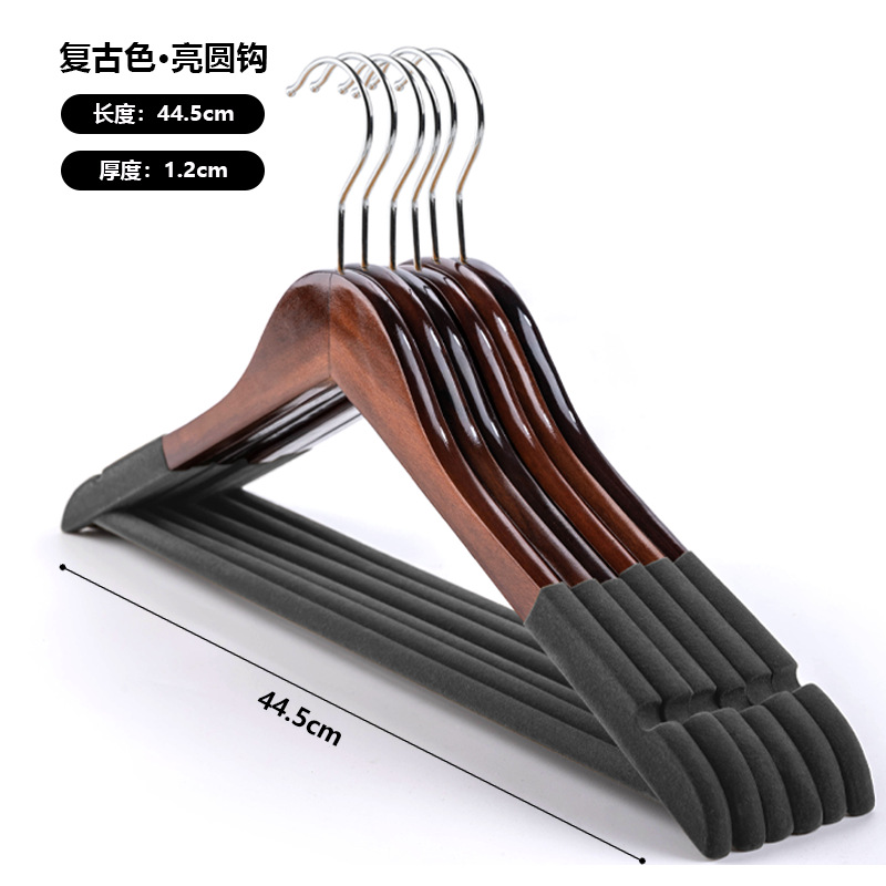 Percha de ropa de madera maciza con clip traje de madera ropa para adultos rack hogar sin costuras antideslizante ropa percha pantalones rack