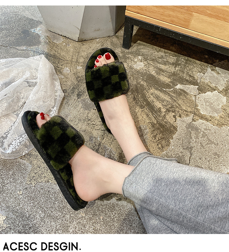 Autumn And Winter New Open Toe Celebrity Mesh Cotton Slippers Women S Fashion Indoor Home Fleece_voghion.com