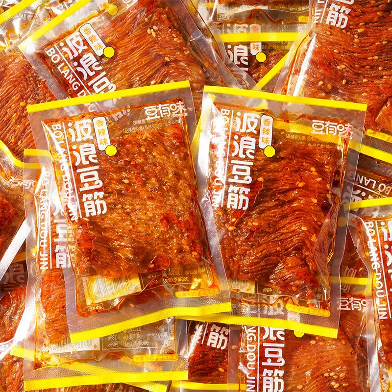 豆有味波浪豆筋鞋底辣条豆皮辣片豆制品零食儿时休闲小吃小包装厂