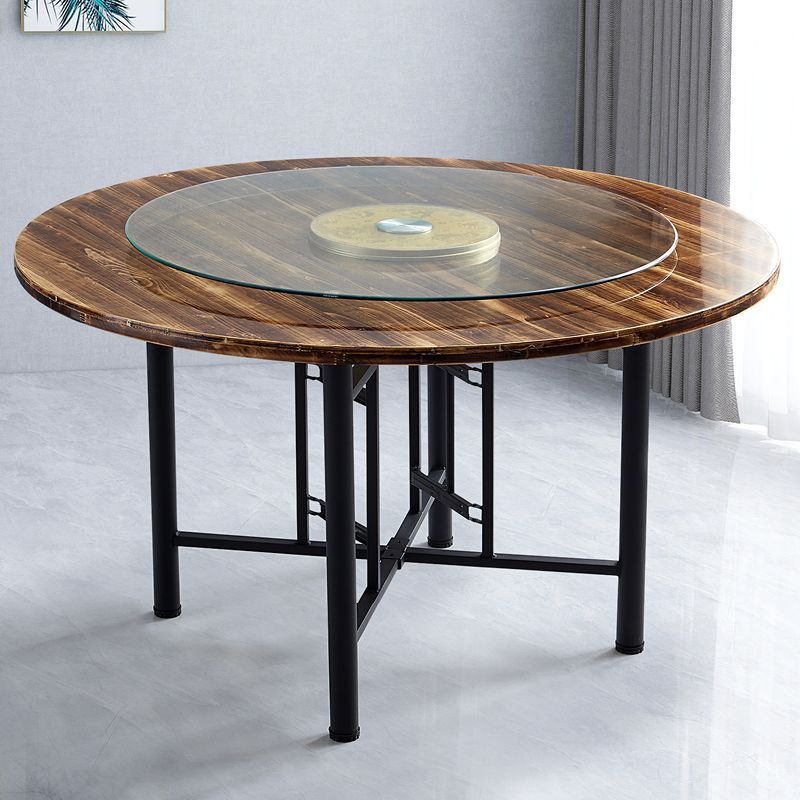 Mesa redonda grande de madera maciza gruesa, mesa de comedor para el hogar, mesa de agua, mesa redonda, hotel, 1 estante de mesa reforzado con fábrica de platos giradores