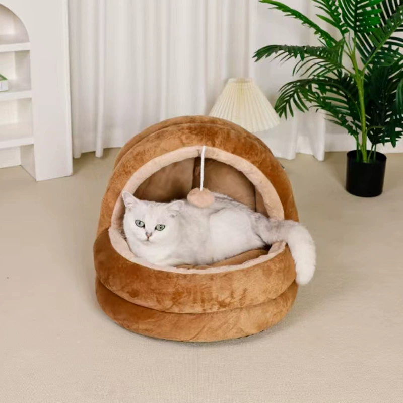 Мягкая кошечка-спальная подушка, detachable тёплый домик для питомца, плюшевый нежный, размеры S/M/L