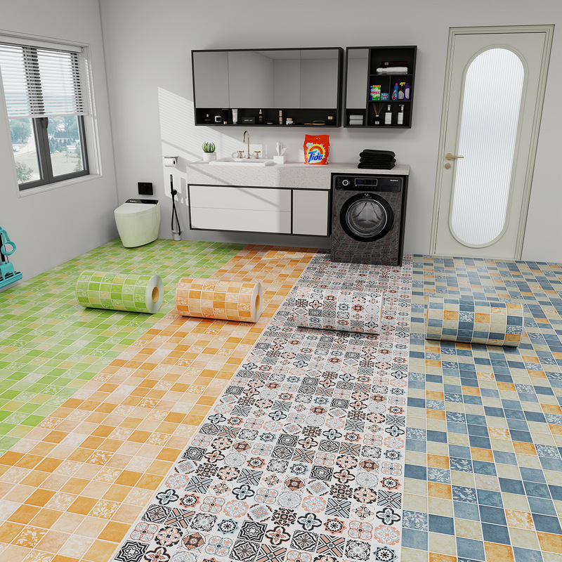 Bathroom Waterproof Non-Slip Floor Sticker Self-Adhesive Toilet and Kitchen Universal Wear-Resistant PVC Floor Sticker Thickened Refurbishment Sticker