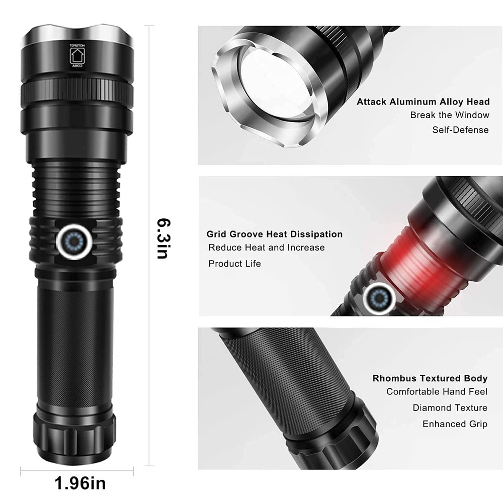 Transfronterizo nueva P50 linterna USB recargable al aire libre linterna LED Sonda de emergencia camping linterna de luz fuerte al por mayor